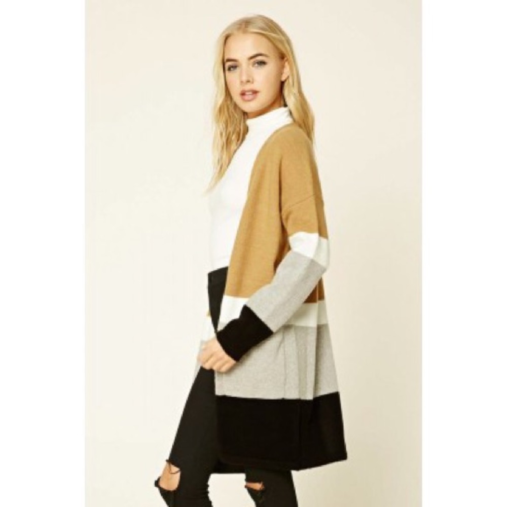 Forever 21 longline colorblock cardigan